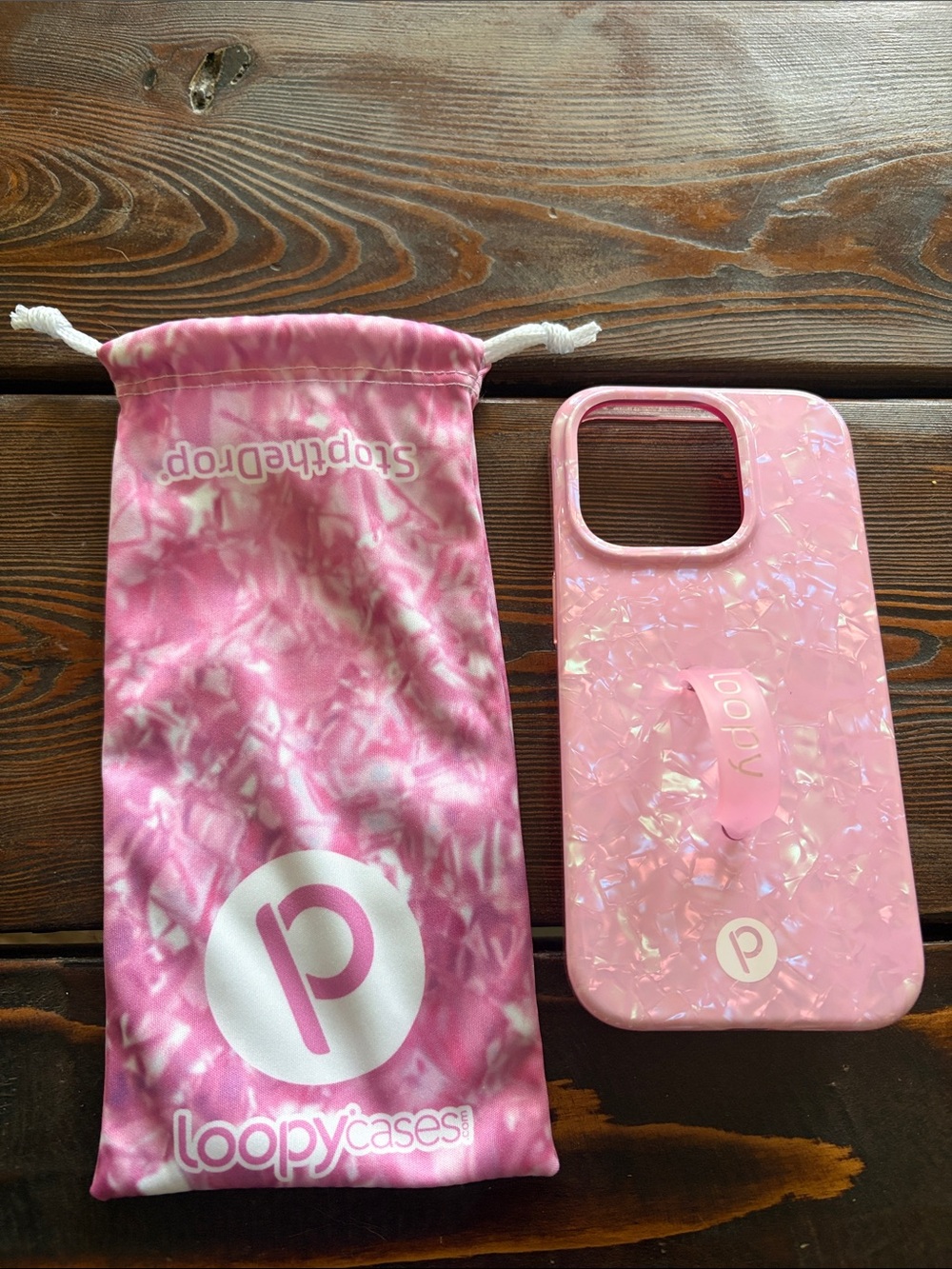 Loopy Case Pink Iridescent Phone Case with Loop Strap